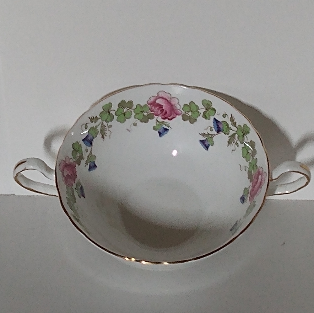 Ansley Fine Bone China Double Handle Soup Bowl-England